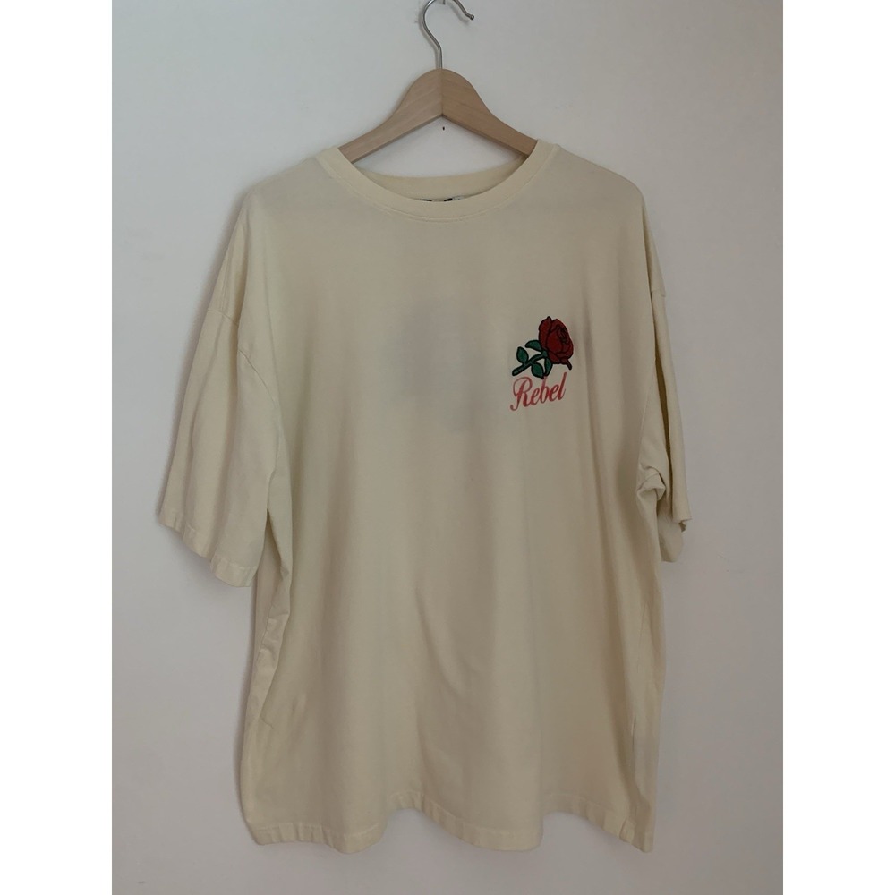 Rebel Minds Rebel Rose Tshirt Sz XL Men's Cream Streetwear